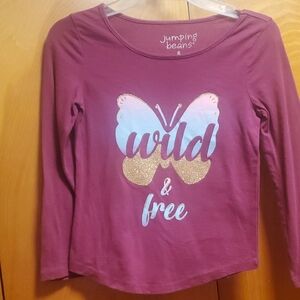 Jumping Beans Long Sleeve Shirt Size 6 Glittery and Blue Butterfly